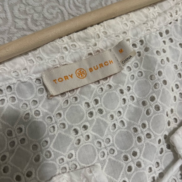 Tory Burch Soraya White Eyelet Tunic Cover Up Drawstring Resort Beach Top - Picture 9 of 11